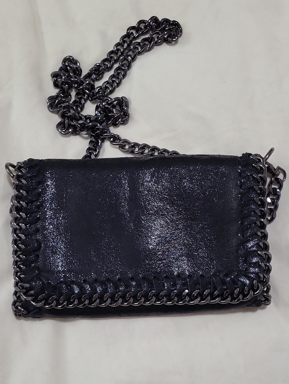 Sofia Made In Italy - Black Chain-Trim Crossbody Bag